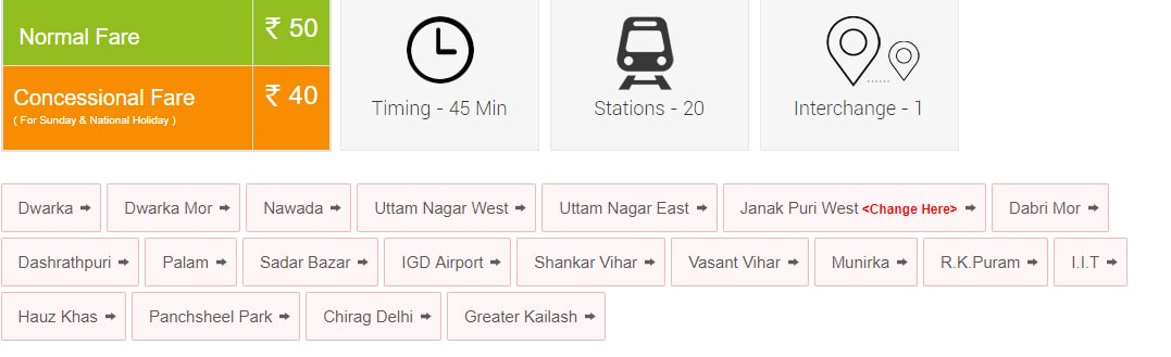 Dwarka to Greater Kailash Metro Route