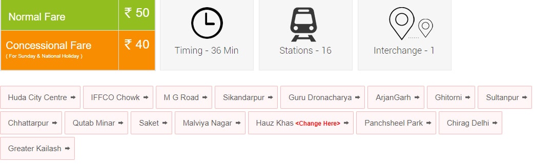 Gurgaon to Greater Kailash Metro Route